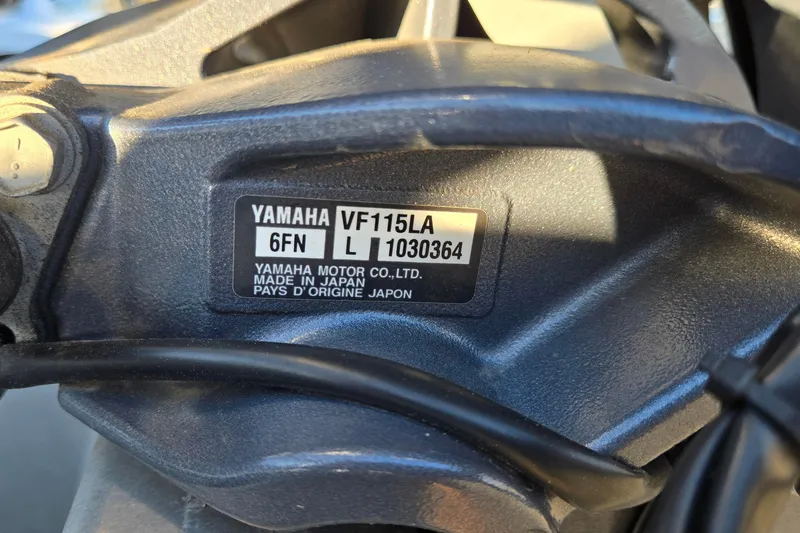Slide: The Image of Close-up of Yamaha VF115LA engine label on 2023 Veranda Vista View 20RC. - 39