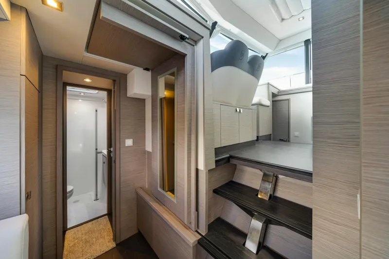 Slide: The Image of Luxurious interior of 2023 Fountaine Pajot MY4.S yacht, featuring modern design and elegant finishes. - 32