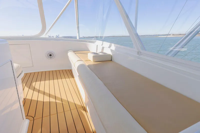 Slide: The Image of Luxurious Weaver 61 yacht interior with wooden flooring, ocean view, and comfortable seating, 2005 model. - 41