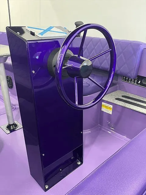 Slide: The Image of Purple steering console of 2023 Vision Marine Technologies Fantail 217 boat. - 1
