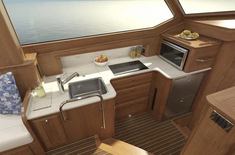 Slide: The Image of Luxurious kitchen interior of 2026 Sabre 43 Salon Express yacht with modern amenities. - 21