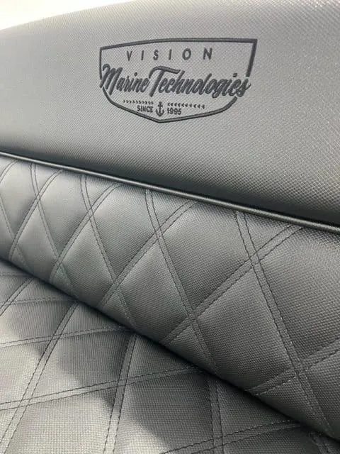 Slide: The Image of 2023 Vision Marine Technologies Fantail 217, luxury quilted seating detail. - 5