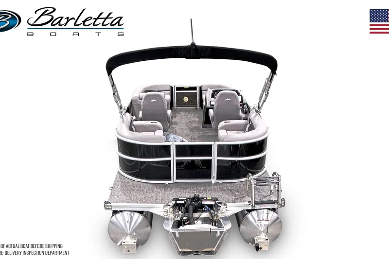 Slide: The Image of 2026 Barletta ARIA 20QC pontoon boat, sleek design, spacious seating, modern features. - 3
