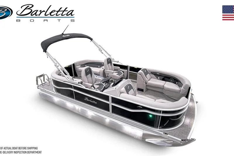 Slide: The Image of 2026 Barletta ARIA 20QC pontoon boat with sleek design and comfortable seating. - 4
