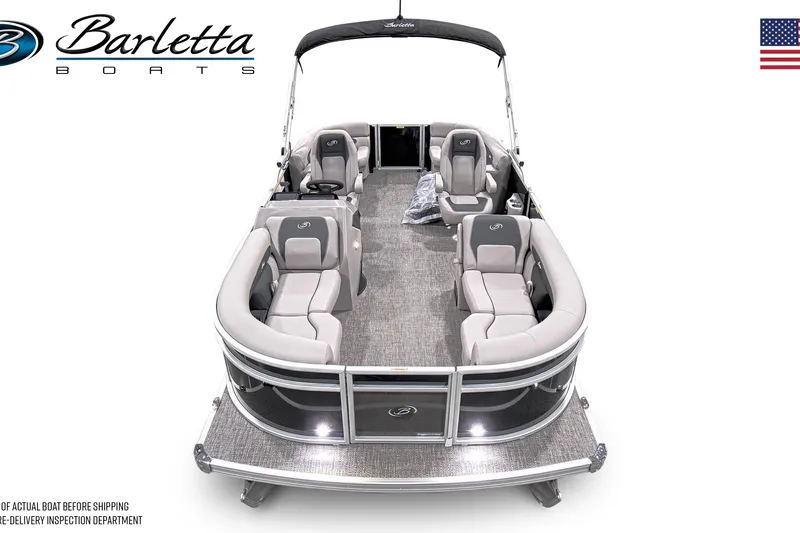 Slide: The Image of 2026 Barletta ARIA 20QC pontoon boat with spacious seating and sleek design. - 5
