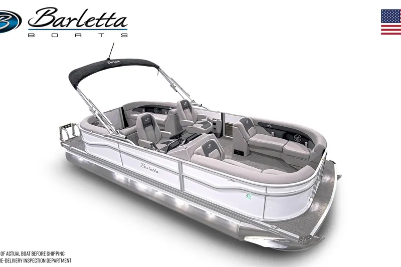 Slide: The Image of 2026 Barletta ARIA 22QC pontoon boat with sleek design and spacious seating. - 4