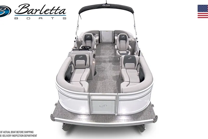 Slide: The Image of 2026 Barletta ARIA 22QC pontoon boat with spacious seating and sleek design. - 5