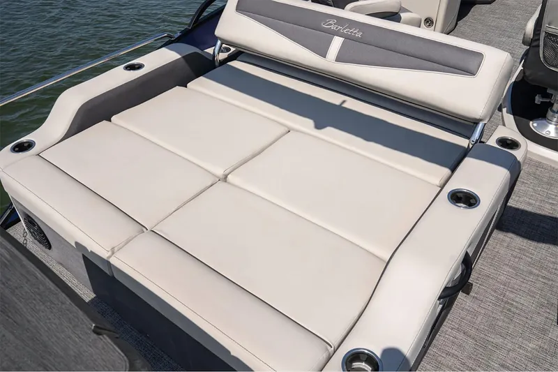 Slide: The Image of 2026 Barletta Cabrio 22UC boat interior with modern helm and seating. - 9