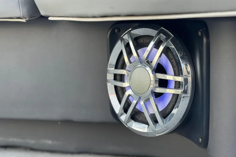 Slide: The Image of Speaker with blue LED light on 2020 Godfrey Monacco 255 SD boat. - 14