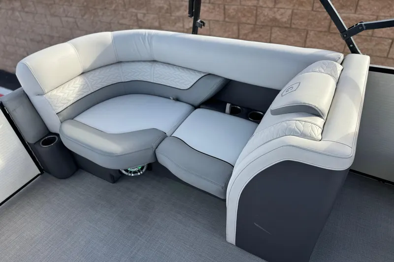 Slide: The Image of Luxurious seating on 2020 Godfrey Monacco 255 SD pontoon boat, featuring elegant design and comfort. - 22