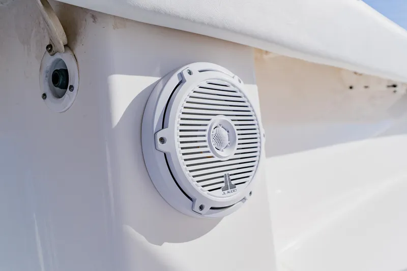Slide: The Image of Close-up of a JL Audio speaker on a 2025 Contender 32 ST boat. - 44