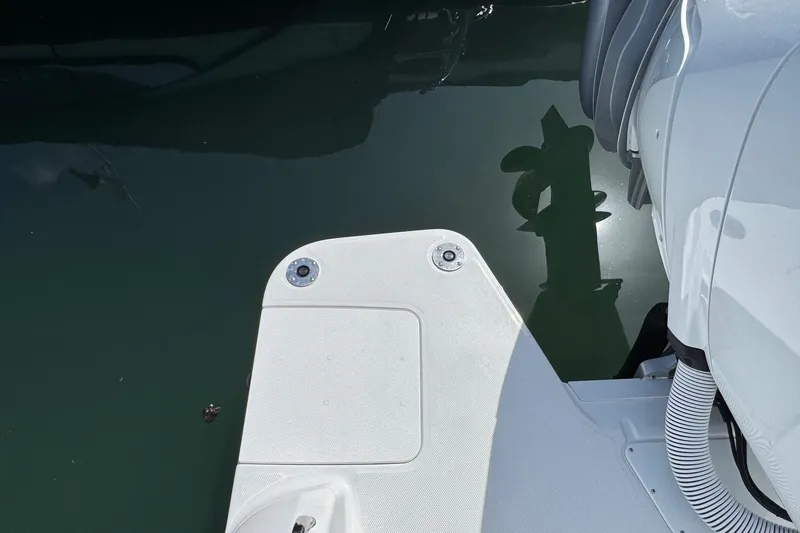 Slide: The Image of Everglades 367 CX 2026 boat deck over water with propeller shadow. - 27