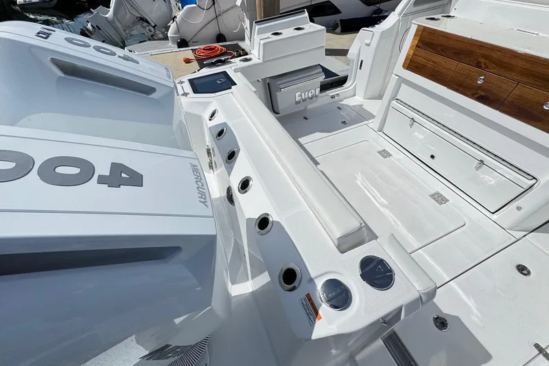 Slide: The Image of Interior of Everglades 367 CX boat, model year 2026. - 28