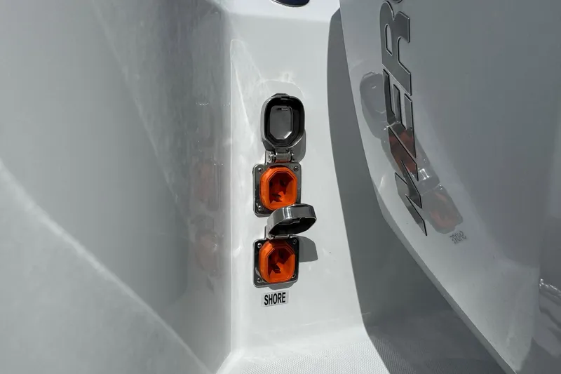 Slide: The Image of Everglades 367 CX 2026 boat with shore power connections. - 30