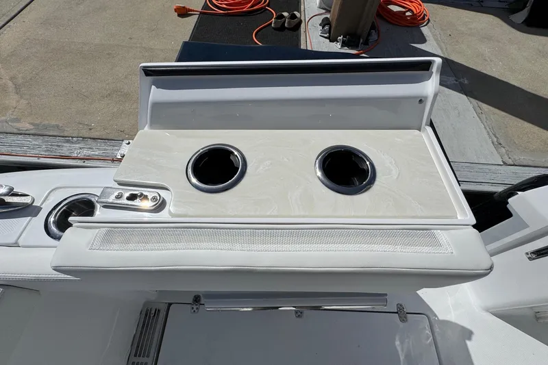 Slide: The Image of Cup holders on a 2026 Everglades 367 CX boat. - 33