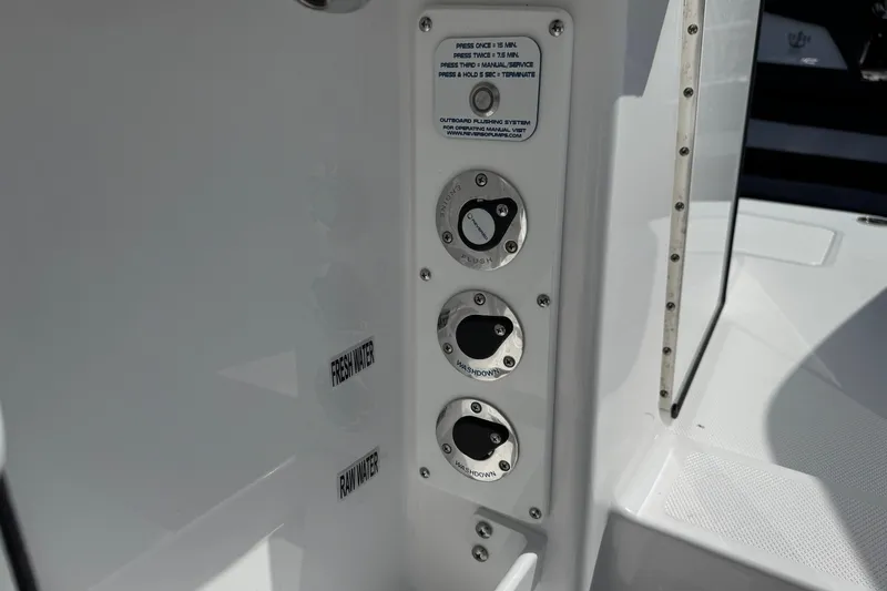 Slide: The Image of Control panel of Everglades 367 CX boat, year 2026. - 43