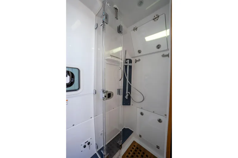Slide: The Image of Interior of Everglades 455 Center Console 2026 with shower. - 49