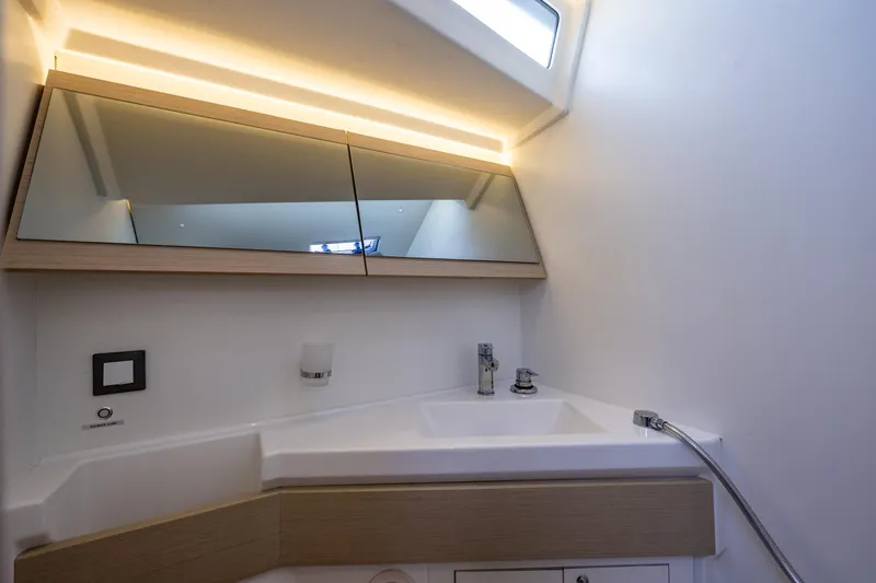 Slide: The Image of Modern bathroom interior of 2020 Beneteau Oceanis 46.1 yacht with sleek design. - 29
