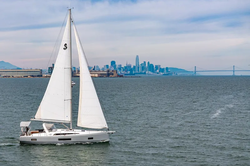 Slide: The Image of 2020 Beneteau Oceanis 46.1 sailing near city skyline and bridge. - 70
