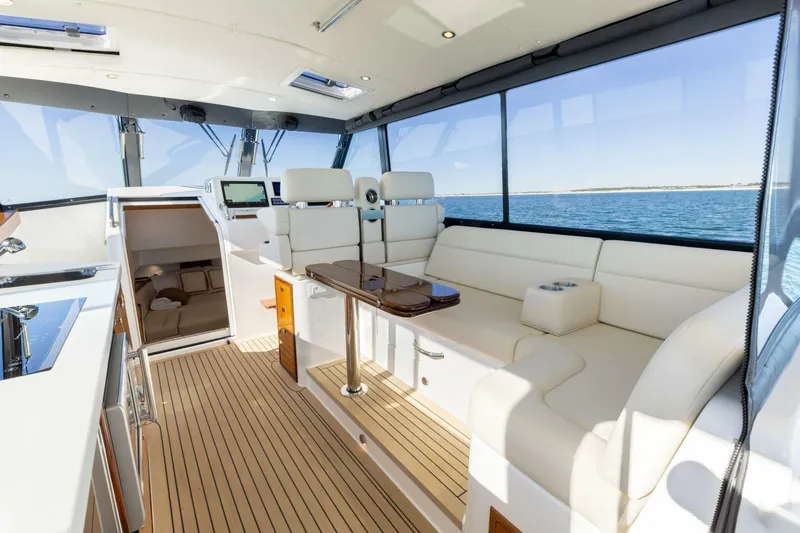 Slide: The Image of Luxurious interior of 2025 MJM 4 yacht with elegant seating and ocean view. - 21