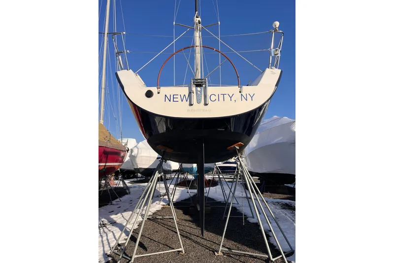 Slide: The Image of 2007 Beneteau First 10R sailboat on stands, New City, NY, winter storage. - 18
