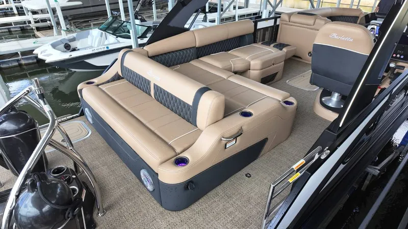 Slide: The Image of Luxurious interior of Barletta Lusso 25UA pontoon boat, model year 2026. - 36