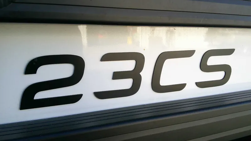 Slide: The Image of Close-up of the model name 23CS on a boat. - 17