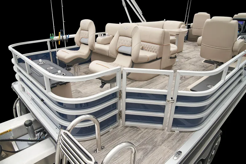 Slide: The Image of 2025 Ranger Reata 220F storage compartment with open lid and latch detail. - 53