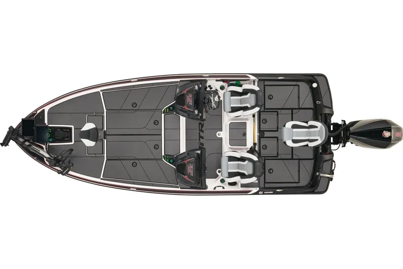 Slide: The Image of 2026 Nitro Z21 XL boat with Minn Kota Ultrex trolling motor in a parking lot. - 4