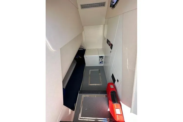 Slide: The Image of Interior cabin of 2021 Sunseeker Predator 60 EVO yacht, featuring modern design elements. - 43