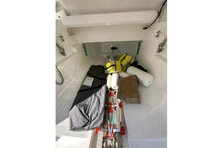 Slide: The Image of Storage compartment of 2021 Sunseeker Predator 60 EVO with boating equipment. - 44