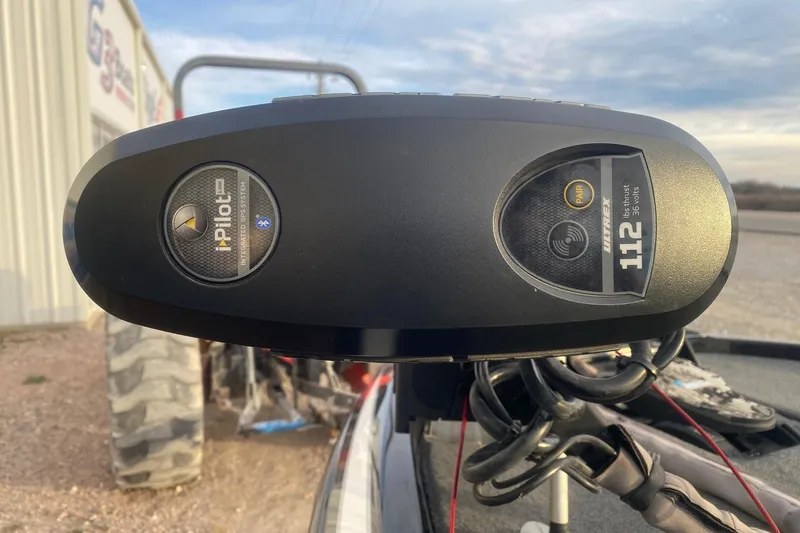 Slide: The Image of Close-up of a 2019 Skeeter ZX250 trolling motor with i-Pilot GPS system. - 10