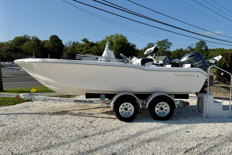Slide: The Image of 2026 Tidewater 180 CC Adventure boat with Yamaha outboard motor on a trailer. - 3