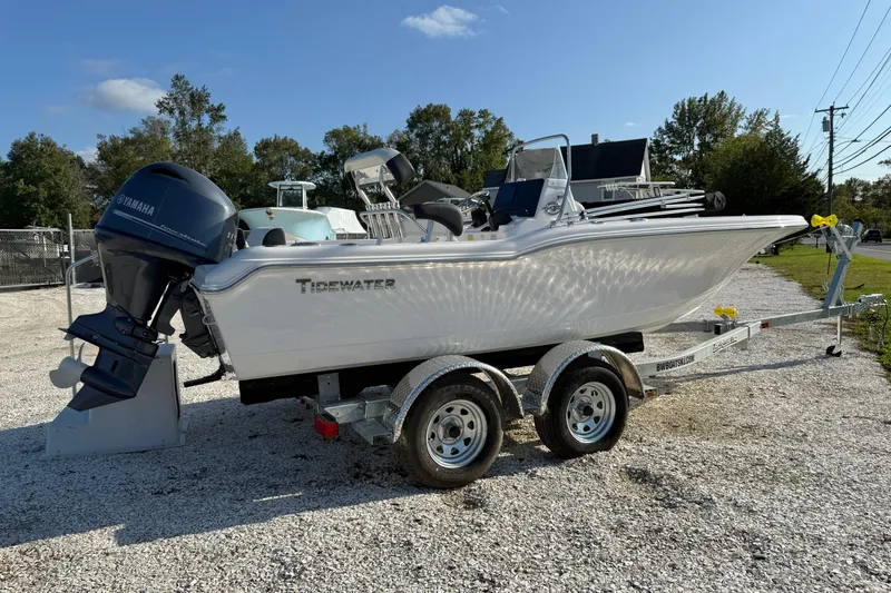 Slide: The Image of 2026 Tidewater 180 CC Adventure boat on trailer at dealership. - 6