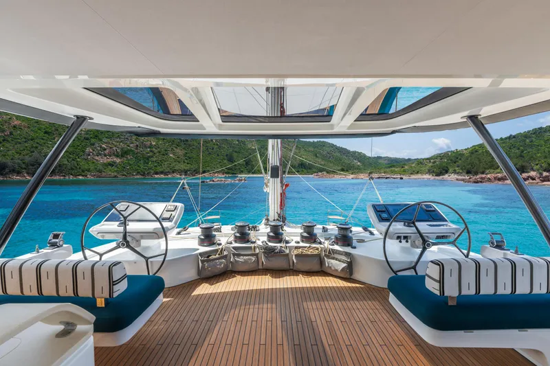 Slide: The Image of Luxurious Lagoon Eighty 2 yacht interior with stunning ocean view, 2025 model. - 16