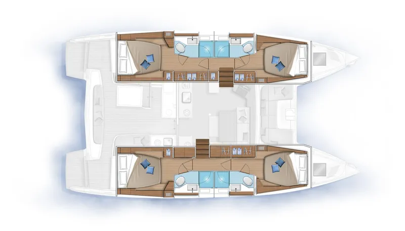 Slide: The Image of Floor plan of 2025 Lagoon 46 ICONIC catamaran, featuring spacious cabins and modern amenities. - 17