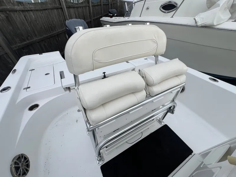 Slide: The Image of 2016 Sportsman Masters 227 Bay Boat seating area. - 11