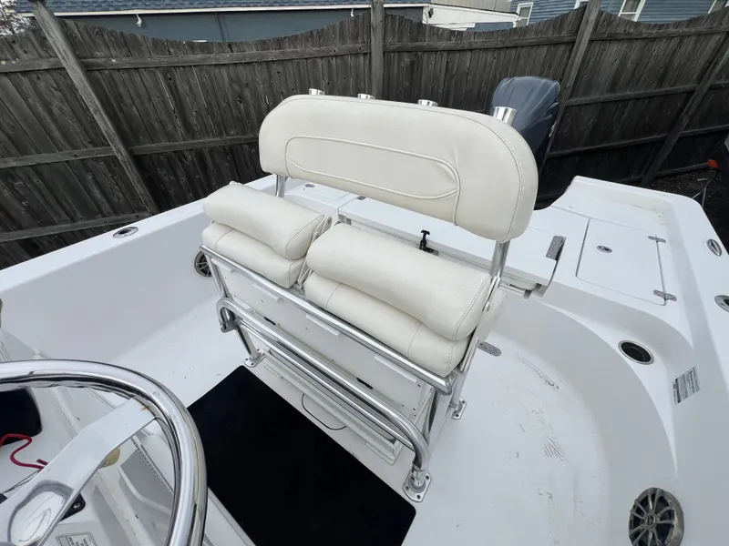 Slide: The Image of 2016 Sportsman Masters 227 Bay Boat seating area. - 12