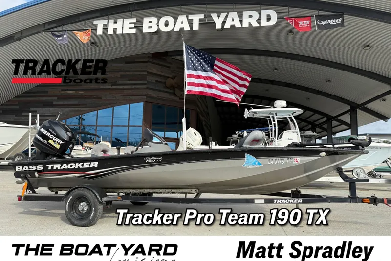 The Image of 2011 Bass Tracker PRO TEAM 190 TX boat at The Boat Yard with American flag. - 0
