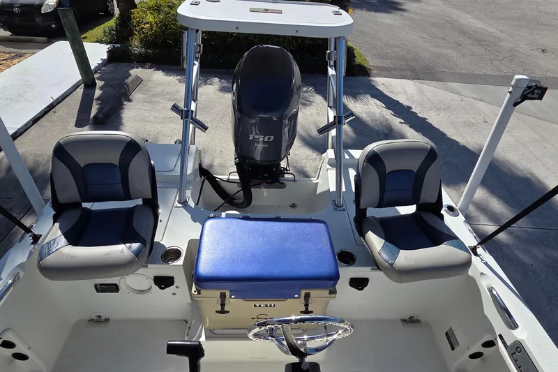 Slide: The Image of 2005 Sailfish 1900 BB Bay Boat with dual seats and Yamaha 150 engine. - 8