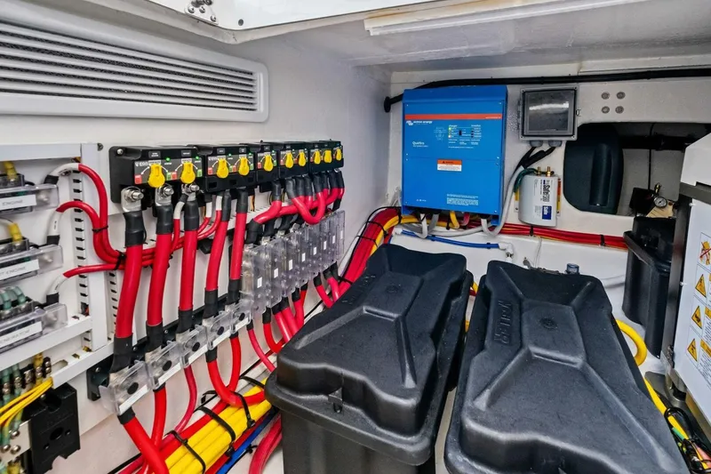 Slide: The Image of Electrical system of 2025 MJM 42 boat with wiring and components. - 32