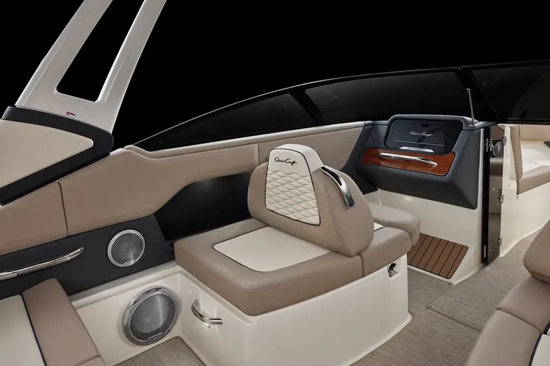 Slide: The Image of Manufacturer Provided Image: 2025 Chris-Craft Sportster 25 interior, featuring luxurious seating and modern design elements. - 15