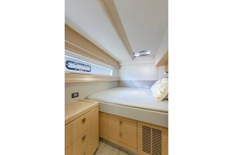 Slide: The Image of Interior of Privilege Signature 510 yacht, 2025, featuring modern bedroom design. - 27