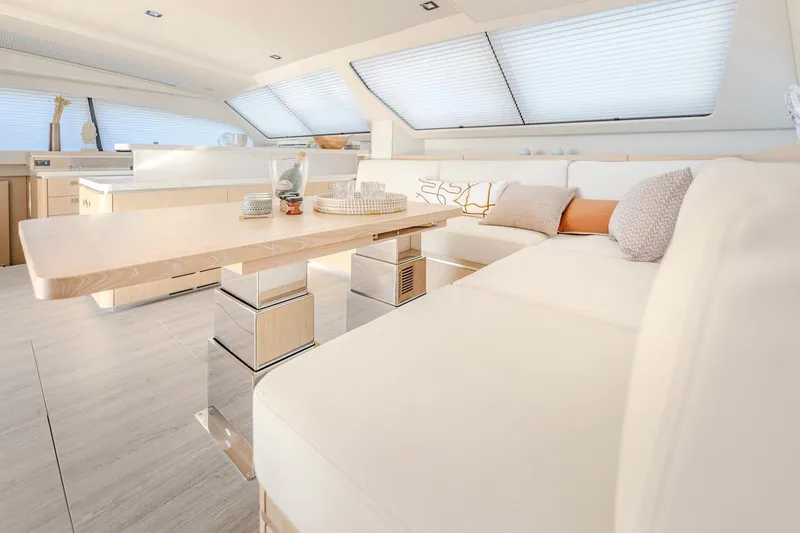 Slide: The Image of Luxurious interior of Privilege Signature 510 yacht, model year 2025. - 16