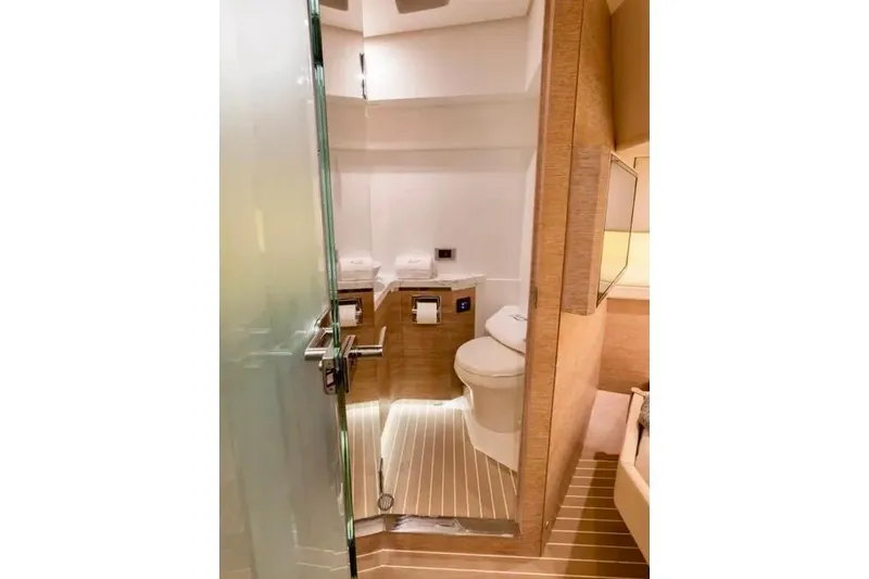 Slide: The Image of Luxurious interior of 2020 Scout 530 LXF yacht with cozy seating and elegant decor. - 28