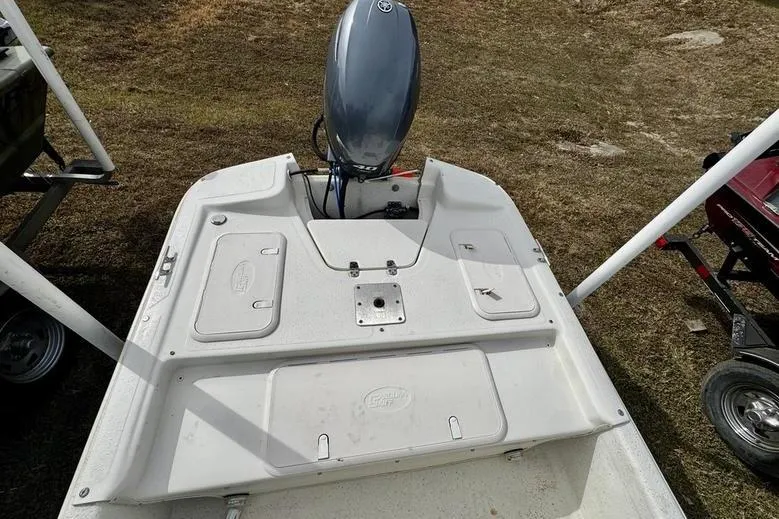 Slide: The Image of 2015 Carolina Skiff JV17CC boat with outboard motor, viewed from above. - 6