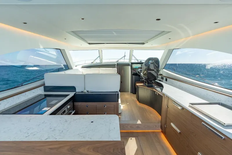 Slide: The Image of Luxurious interior of 2026 ECLIPSE 505 Shadow yacht with modern design and ocean view. - 10