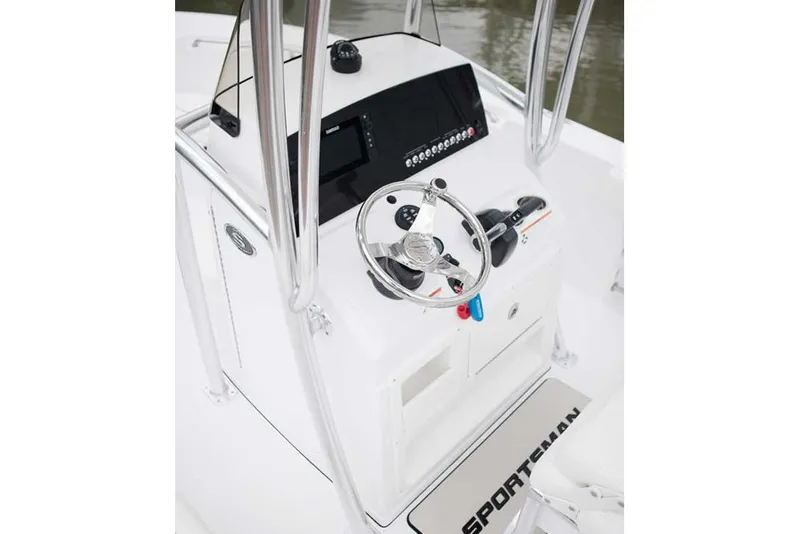 Slide: The Image of Manufacturer Provided Image: 2016 Sportsman Open 212 Center Console boat dashboard and steering wheel. - 10
