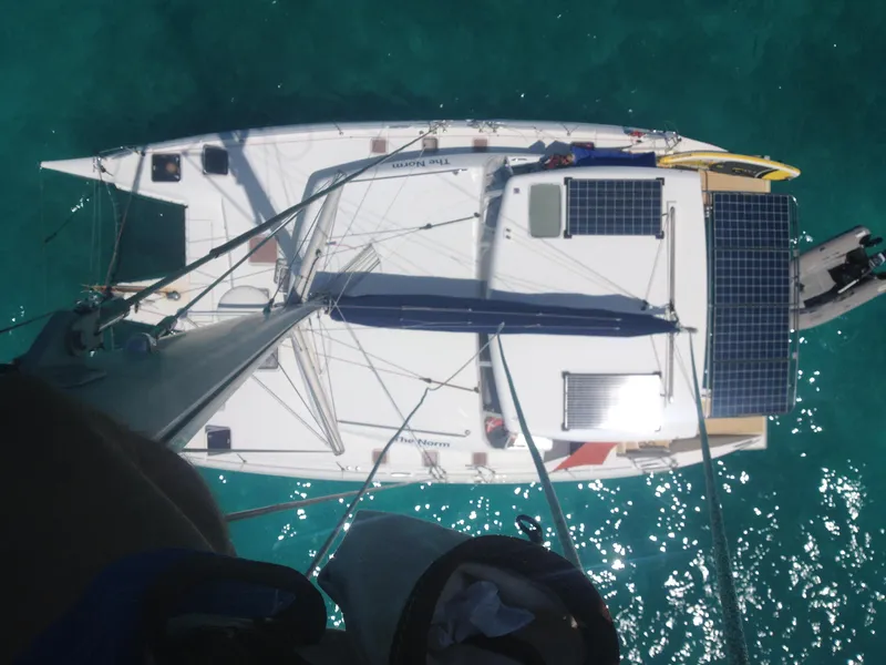 Slide: The Image of Aerial view of a 2007 Lagoon 420 yacht with solar panels. - 4