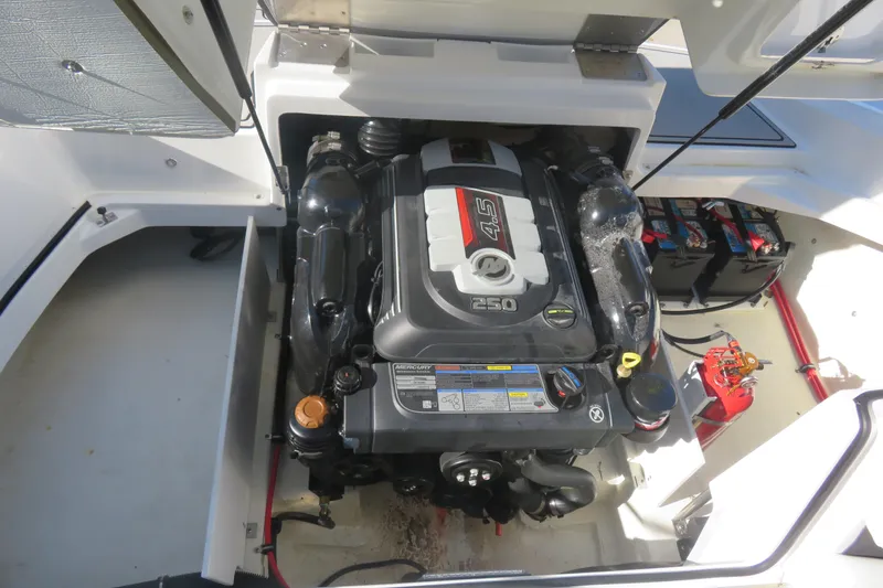 Slide: The Image of 2023 Cobalt CS22 engine compartment with Mercury 4.5L 250 HP engine and battery setup. - 9